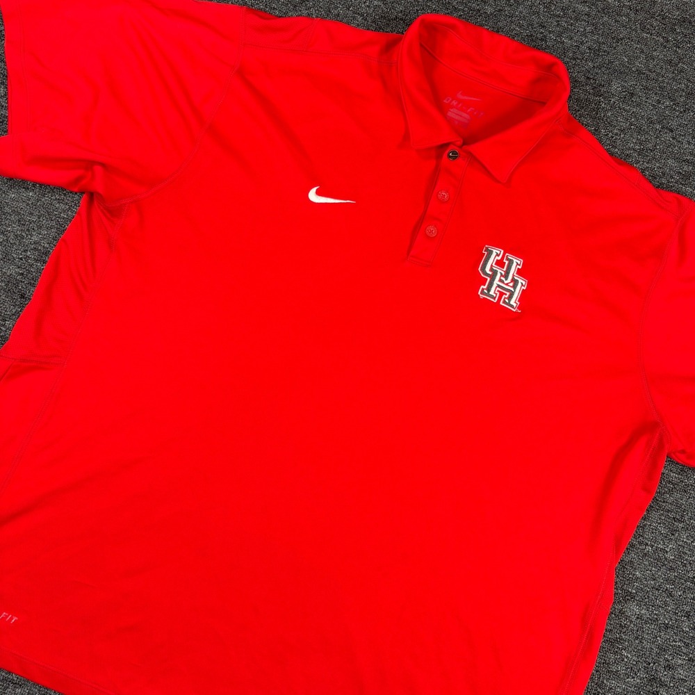 Nike Polo Shirt Mens 2XL Red University of Houston Cougars Dri-FIT Athletic